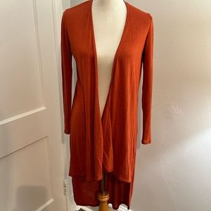 Orange high-low lightweight cardigan